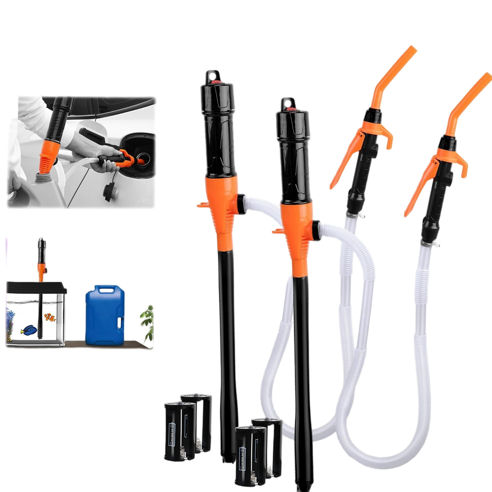 2PC Electric Liquid Fuel Syphon Pump Battery Automatic Transfer Gas Oil Water