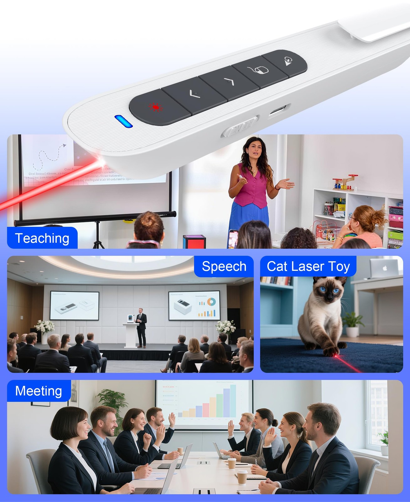 Air Clicker for Presentation Rechargeable Presenter Clicker Remote for Classr...
