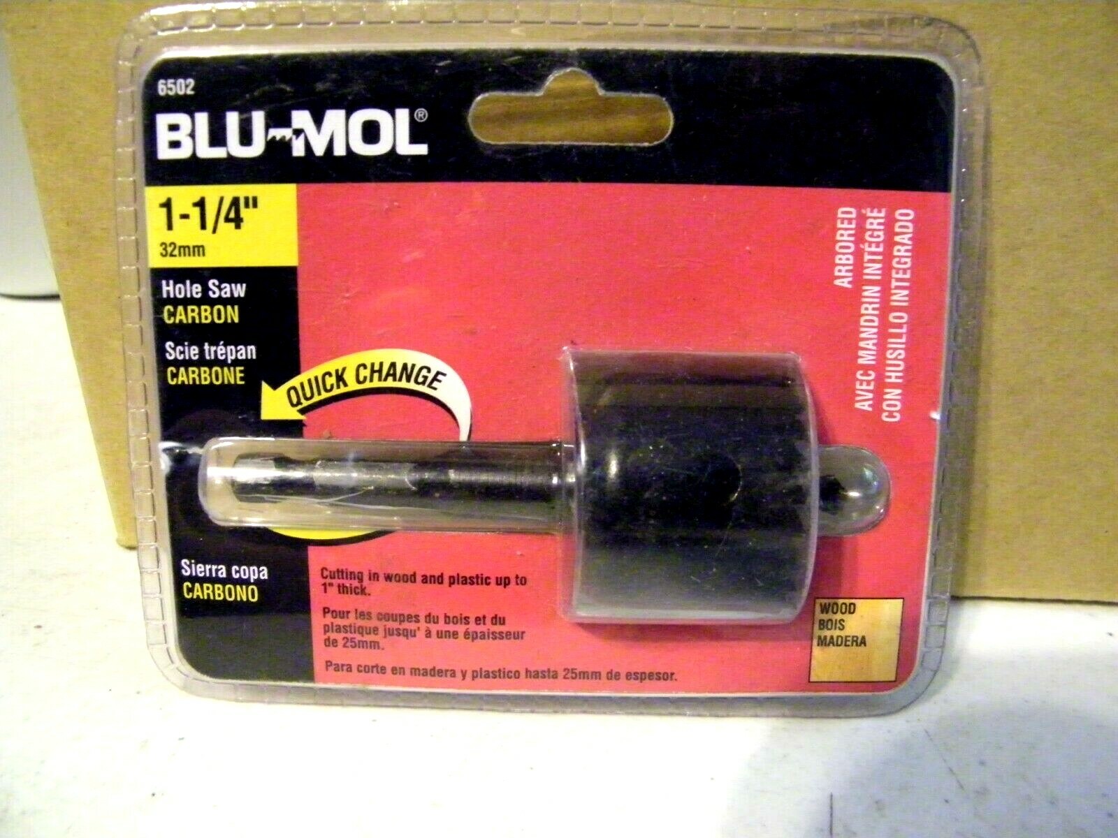 Blu-Mol 6502 1-1/4" Carbon Steel Arbored Hole Saw New In Original Packaging