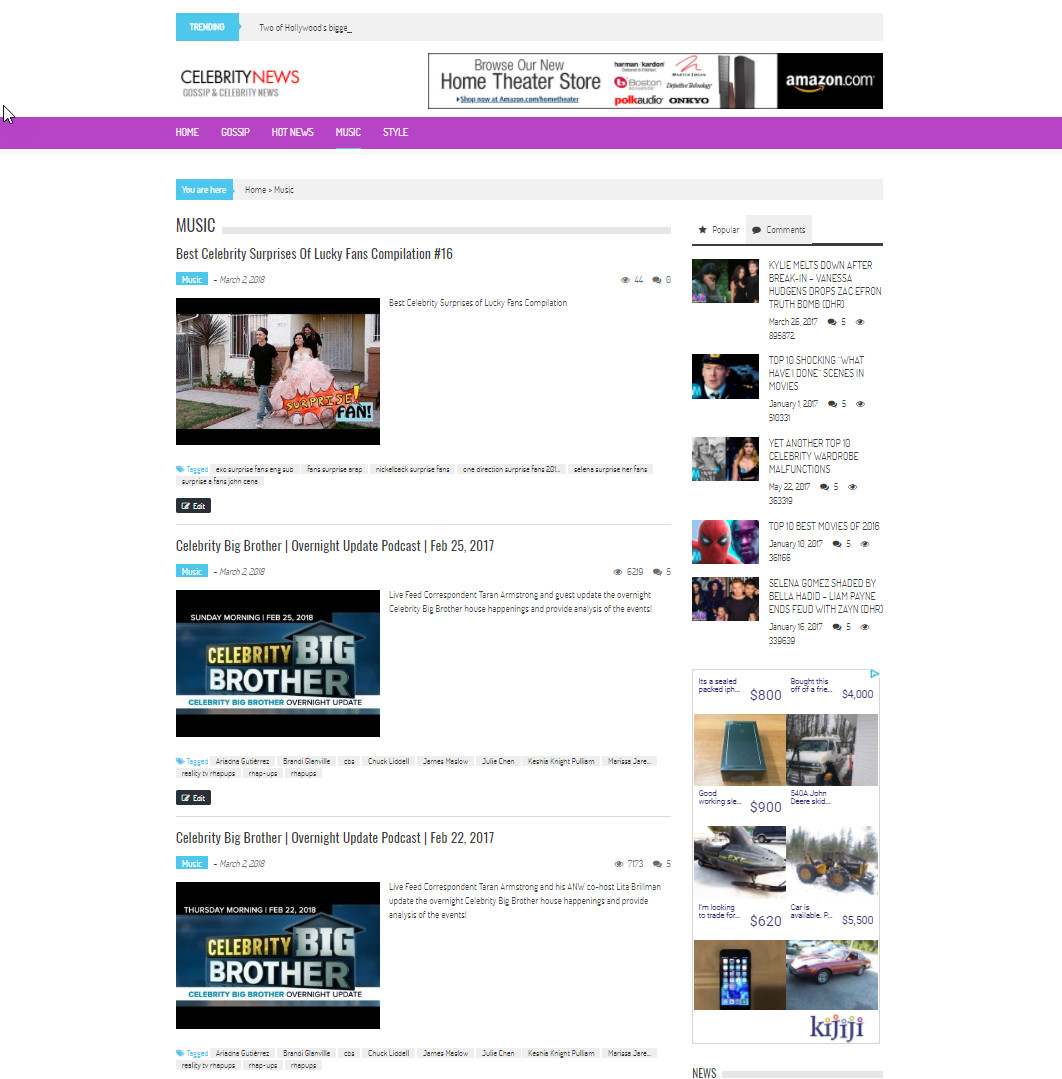 🥇 Turnkey WordPress Celebrity News Website - Autopilot, Easy Customization