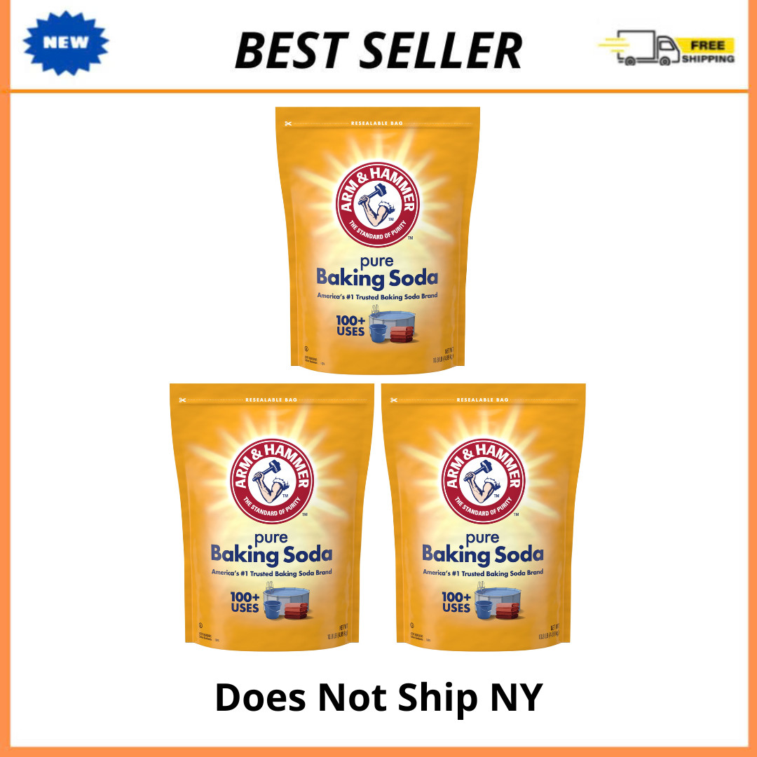 (3 Pack) ARM & HAMMER Pure Baking Soda, 10.8 lb Resealable Bag, Multi-Purpose