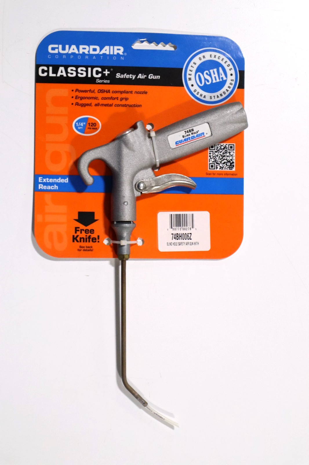 GUARDAIR, BLIND HOLE SAFETY AIR GUN, 1/4- NPSM INLET SIZE             LW5574BH