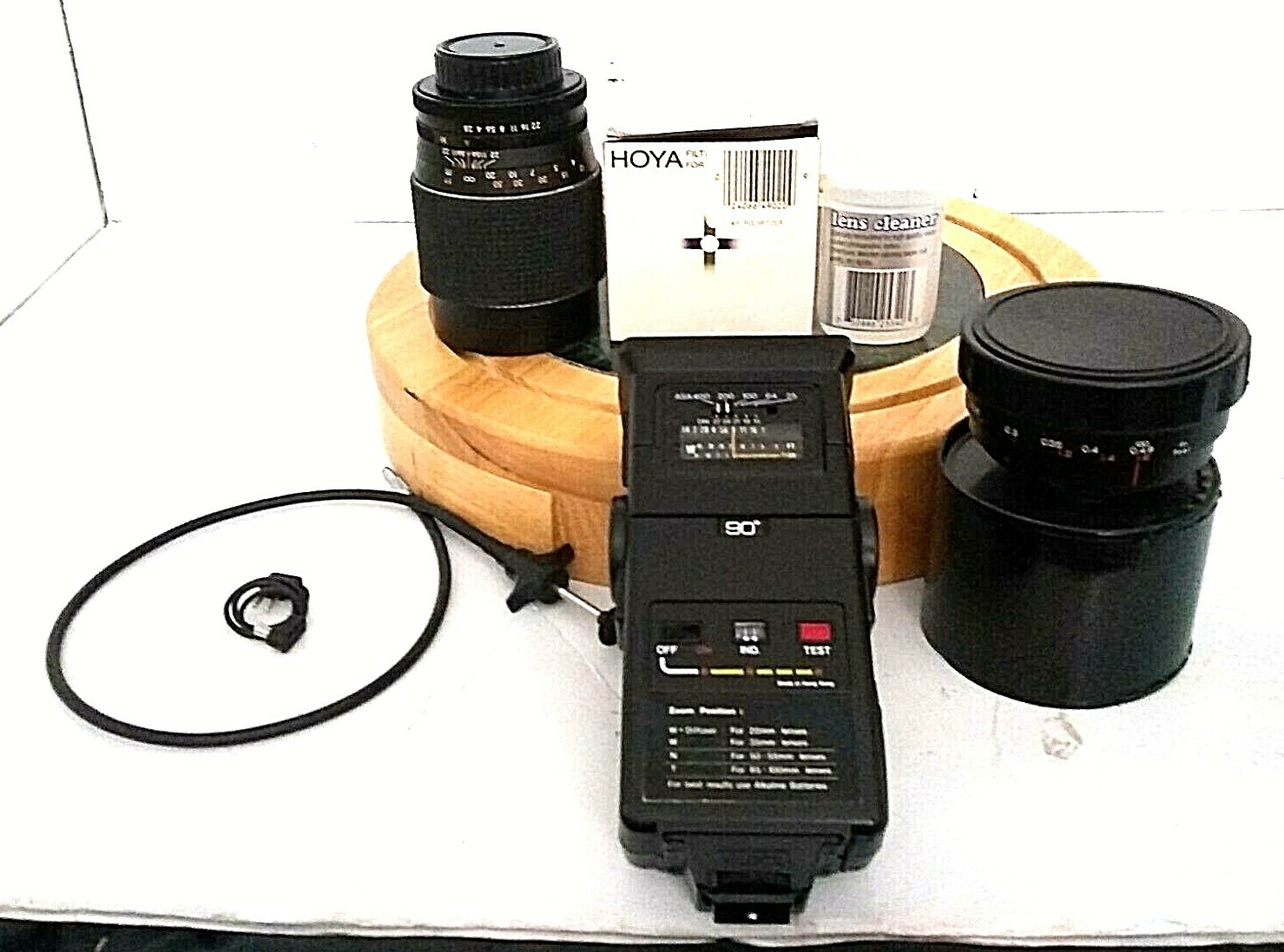 Camera Acc. Bundle Lot Bag Lens ZOOM FLASH ZOOM LENS CLEANER SHUTTER CABLE
