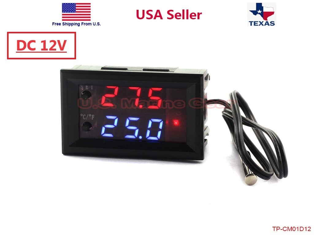 Digital LED Microcomputer Thermostat Controller Switch Temperature Sensor DC 12V