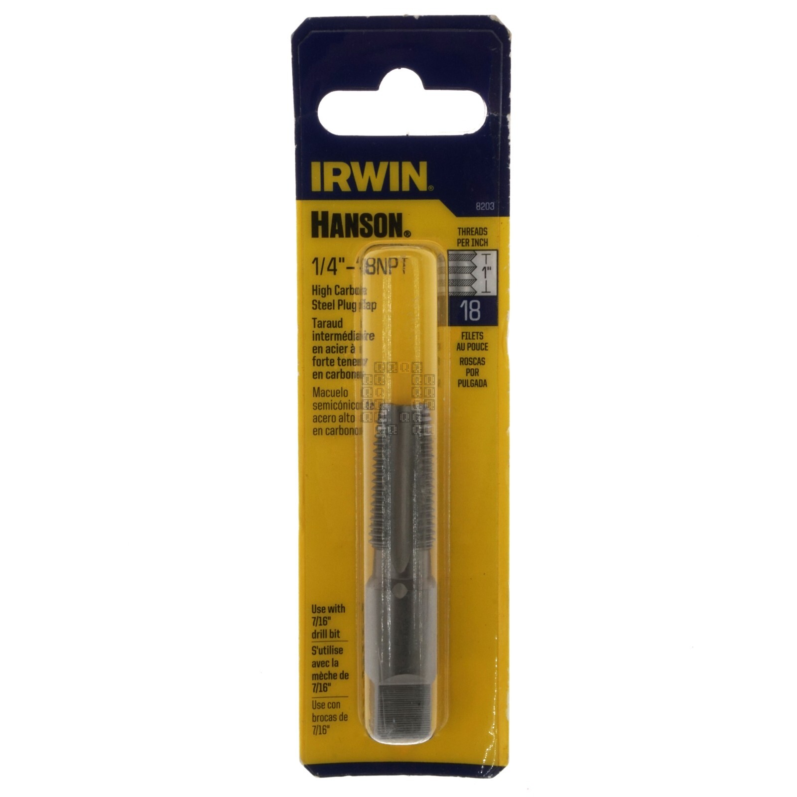 Irwin Hanson 8203 1/4"-18 NPT National Pipe Thread High Carbon Steel Plug Tap