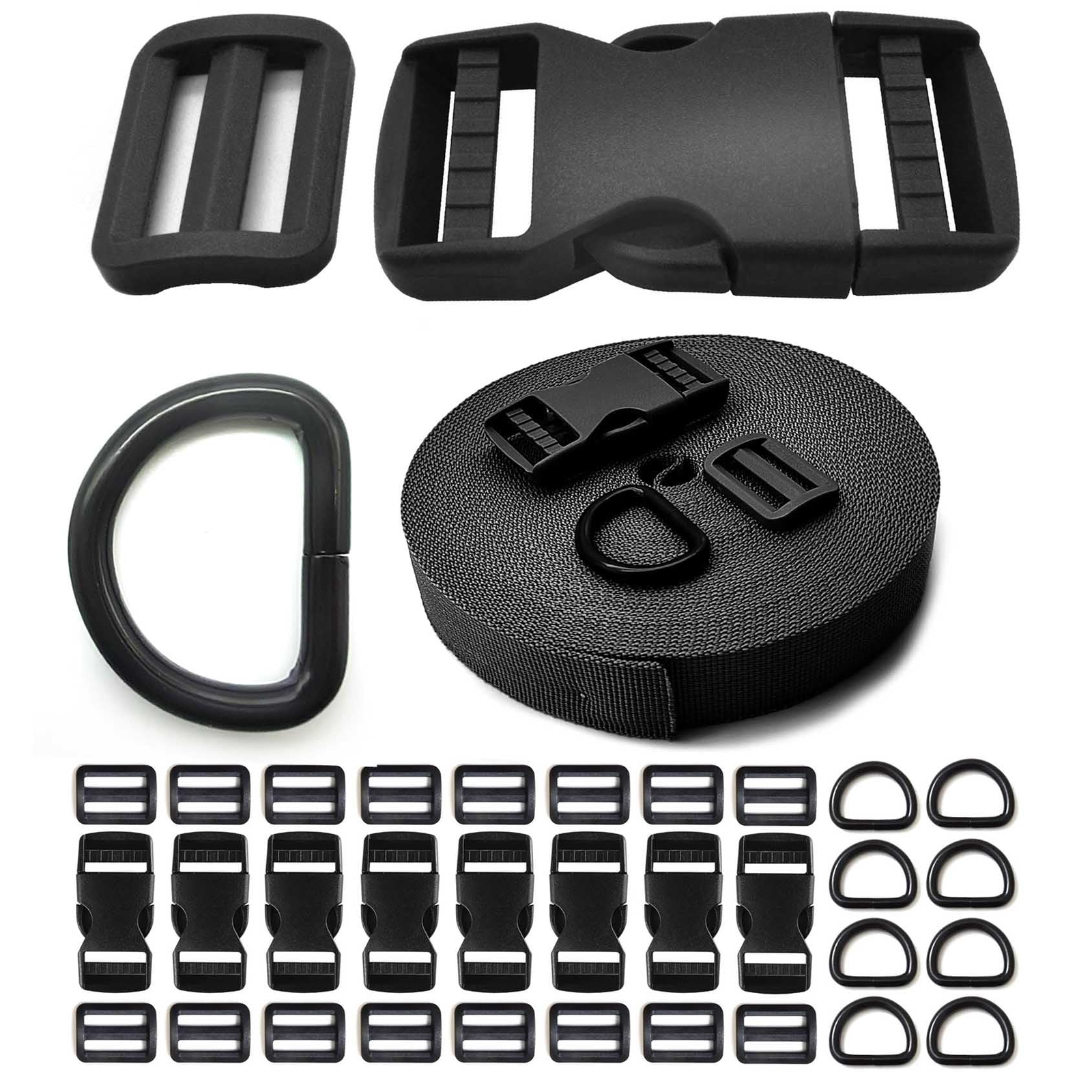 1inch Nylon Strap Buckle Webbing Set 10 Yards Straps 8-Pack Quick Side Releas...