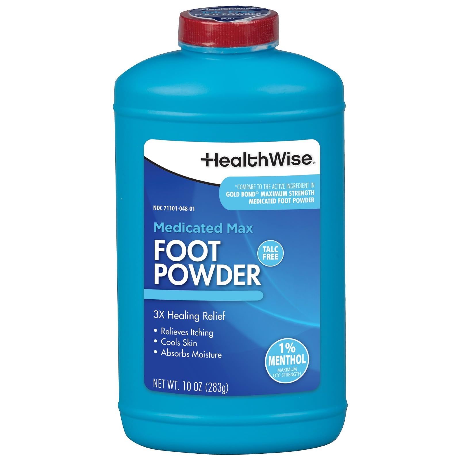 Medicated Maximum Strength Foot Powder 1% Menthol | Talc Free | Anti-itch 10 Oz