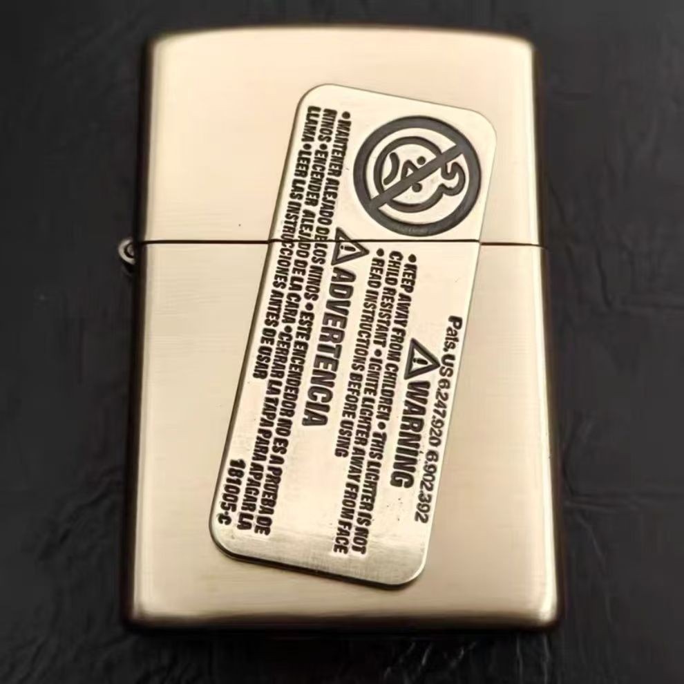 1 piece of brass warning slogan sticker Lighter DIY Accessories