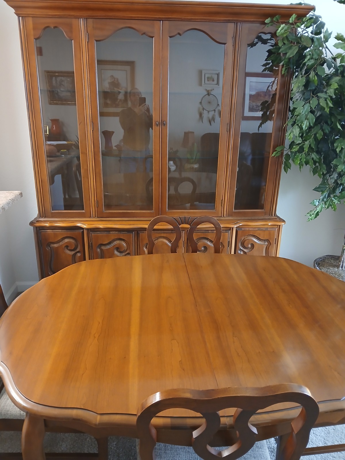 Dining Room Set: Hutch, Table, & Chairs - Great condition - Cherry Fruitwood