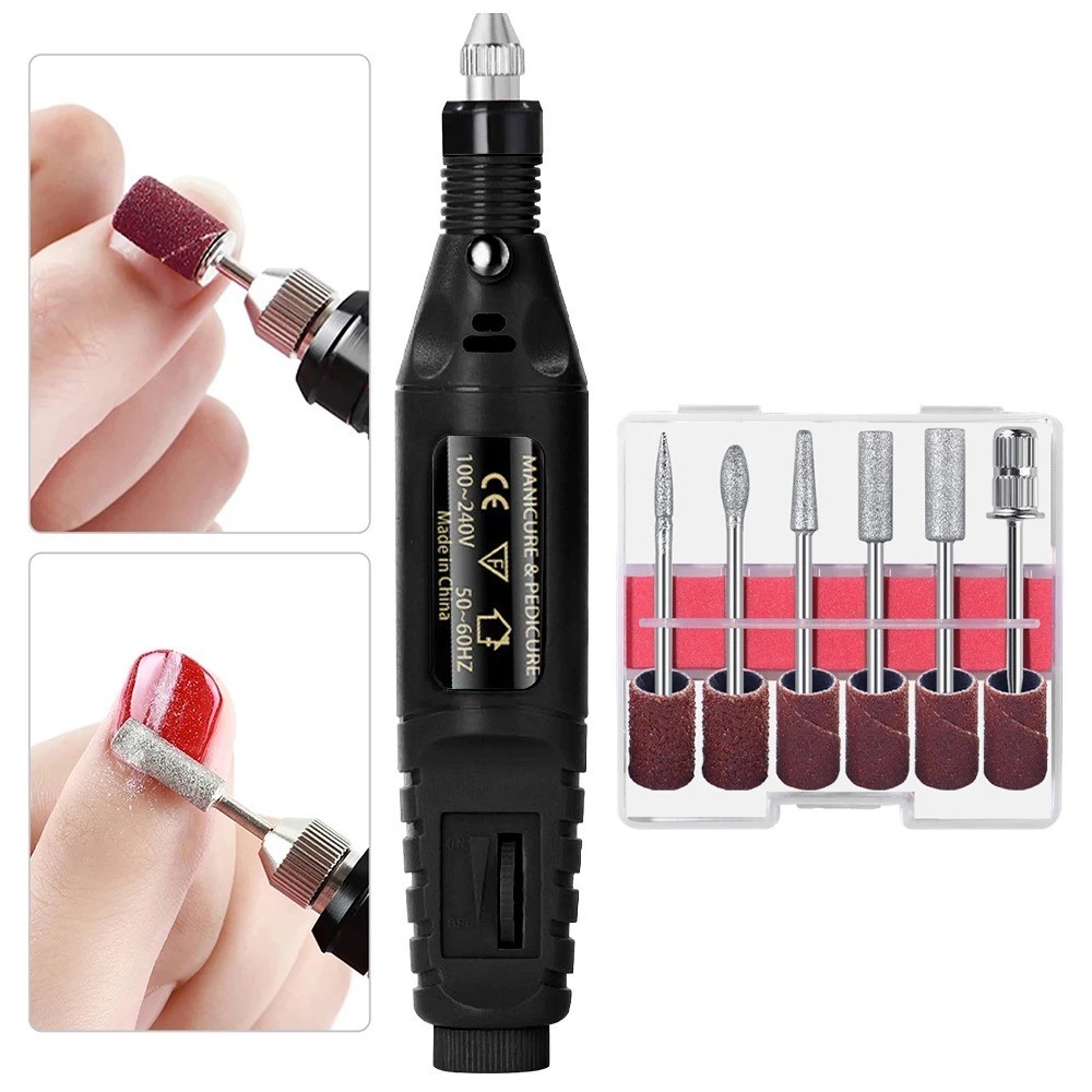 Nail DRILL Electric File Acrylic Manicure Pedicure Portable Machine Salon Bits