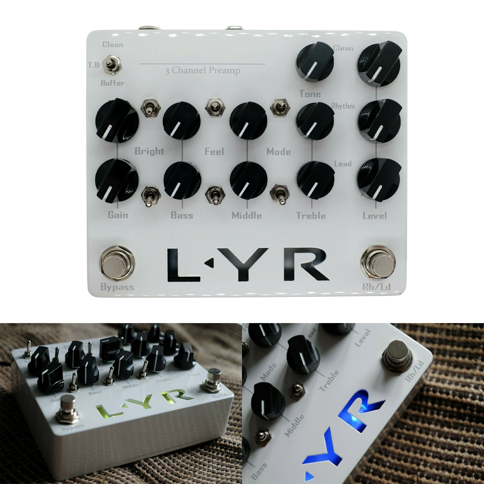 LY-ROCK LYR 3 Channel Guitar Preamp Effect Pedal For KSR Ceres 3ch Preamp USA