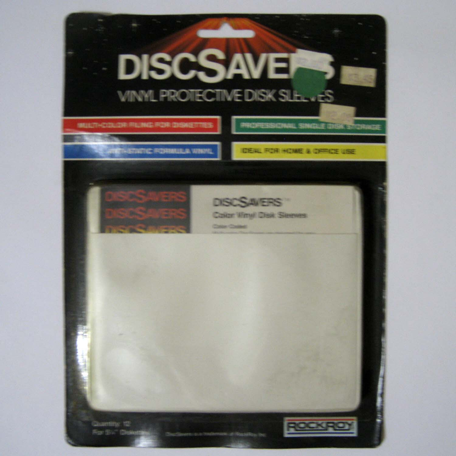 RockRoy ™ DiscSavers ® 12 White Vinyl Protective Sleeves For 5-1/4" Floppy Disk