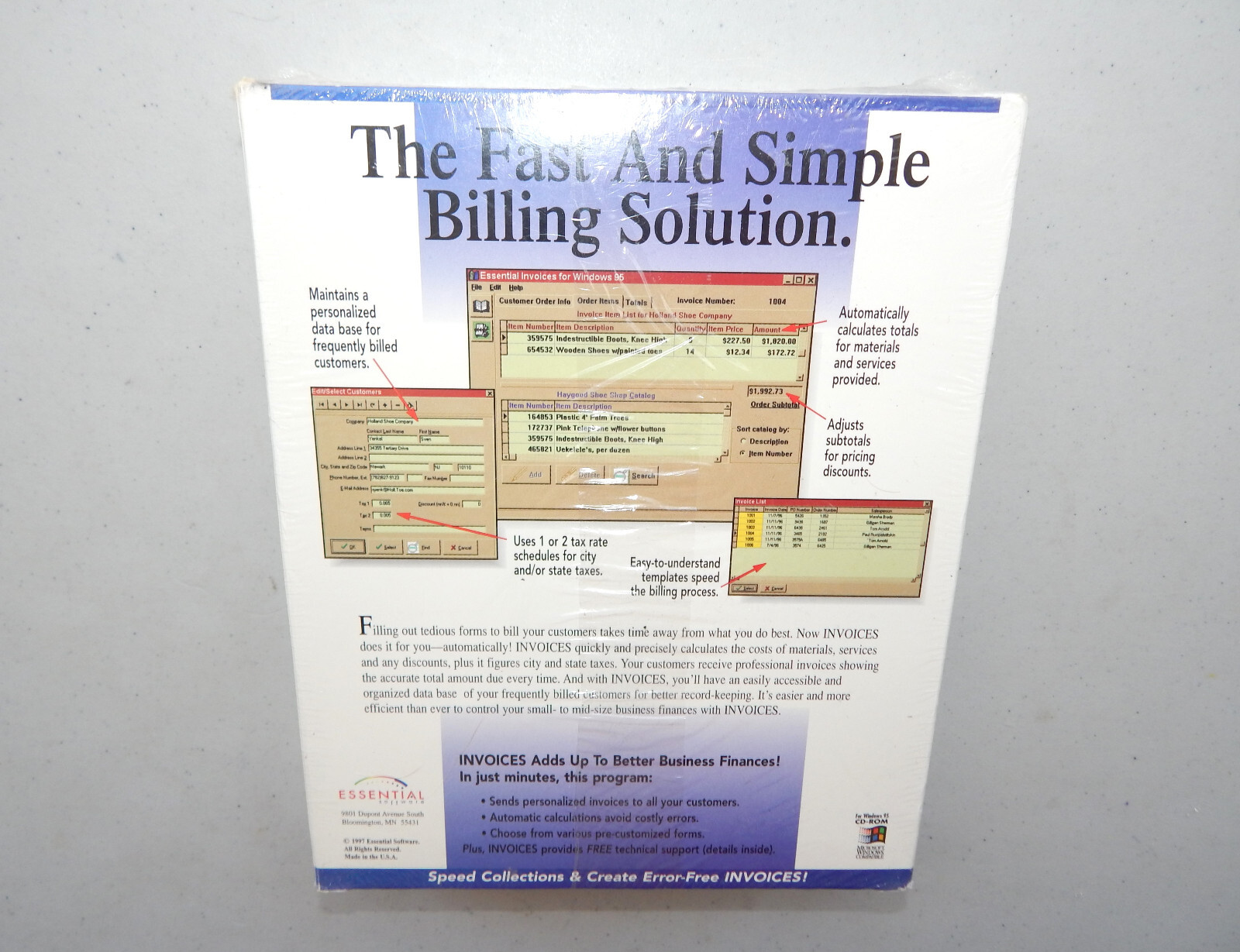 *READ* NOS Sealed 1997 Essential Software Invoices CD