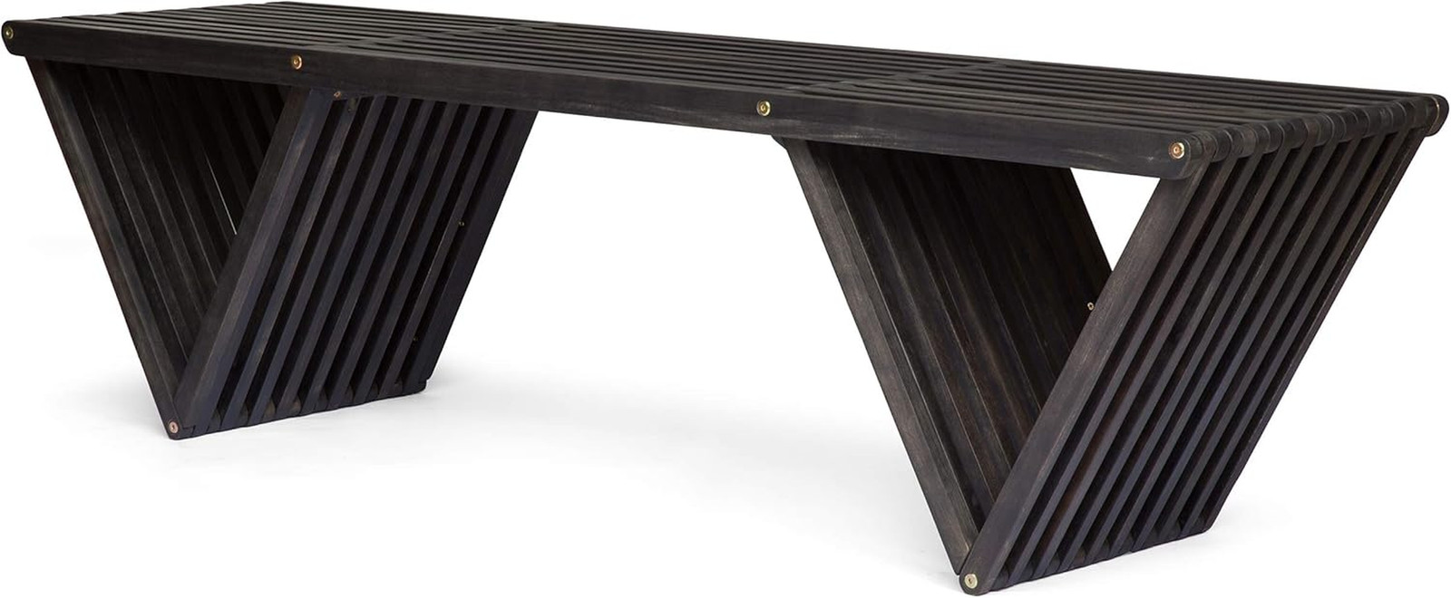 Esme Outdoor Acacia Wood Bench, Dark Gray Finish