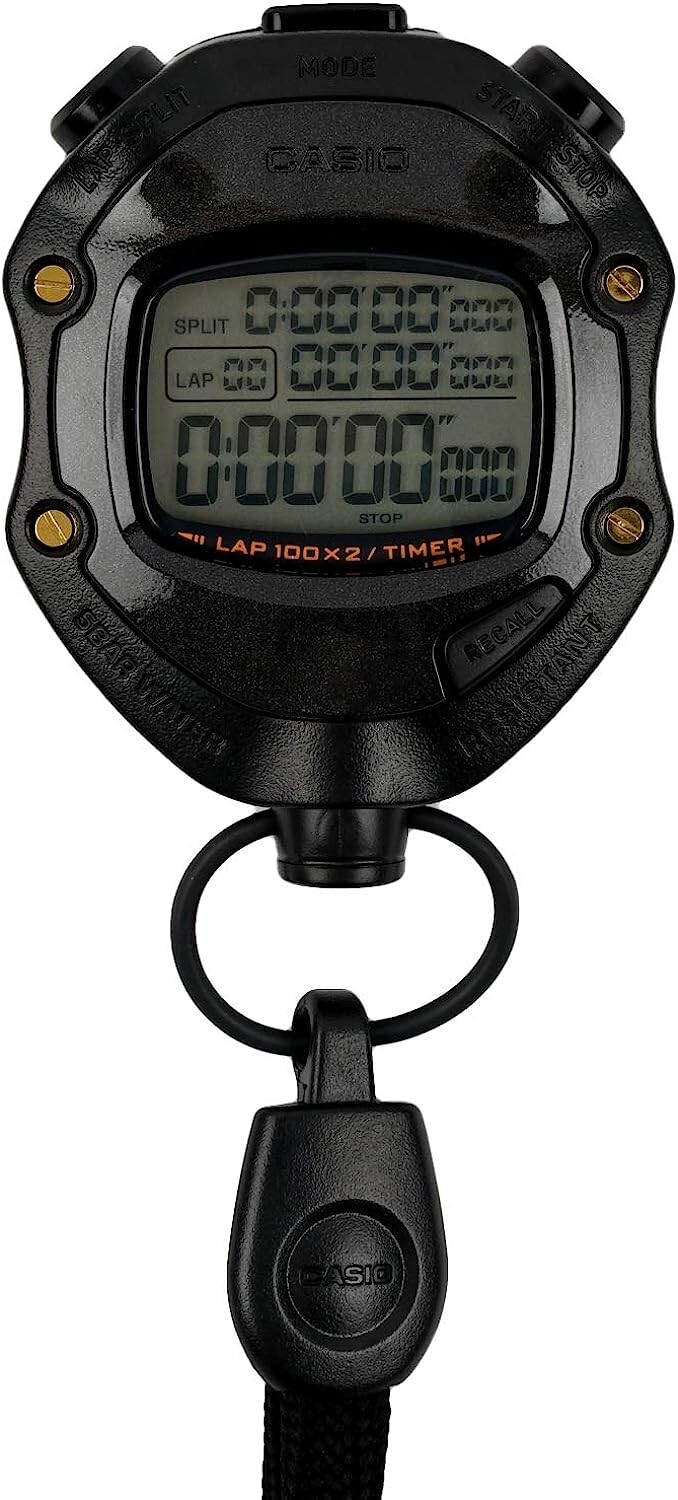 CASIO HS-80TW-1JH Stopwatch 2 Memory 5 ATM Waterproof Black Sports From Japan