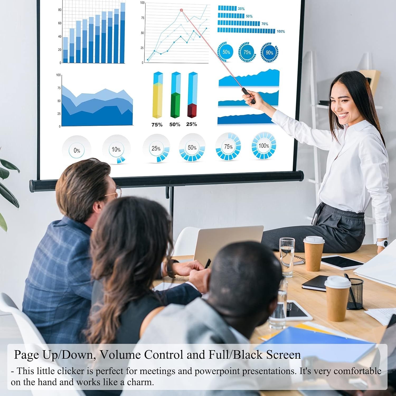 Wireless Presentation Clicker: 100ft Range & 656ft Red Pointer for Professionals