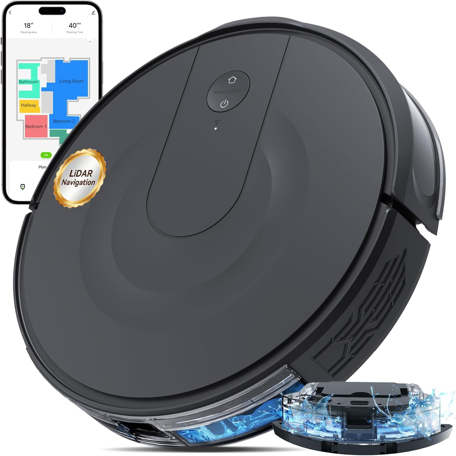 Robot Vacuum and Mop Combo, Lidar Navigation, 9000Pa Suction Robotic Vacuum Clea