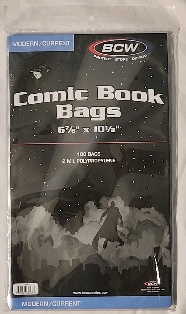 100-BCW Current Modern 2-Mil Polypropylene Comic Book Bags 6 ⅞ x 10 ½” Acid Free