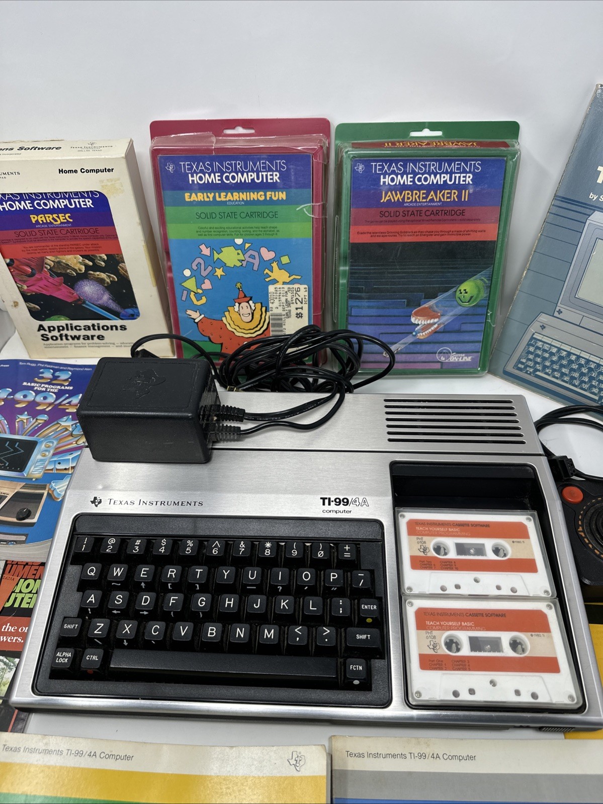 Vintage Texas Instruments TI-99/4A Home Computer + 3 Games, Manuals, + More