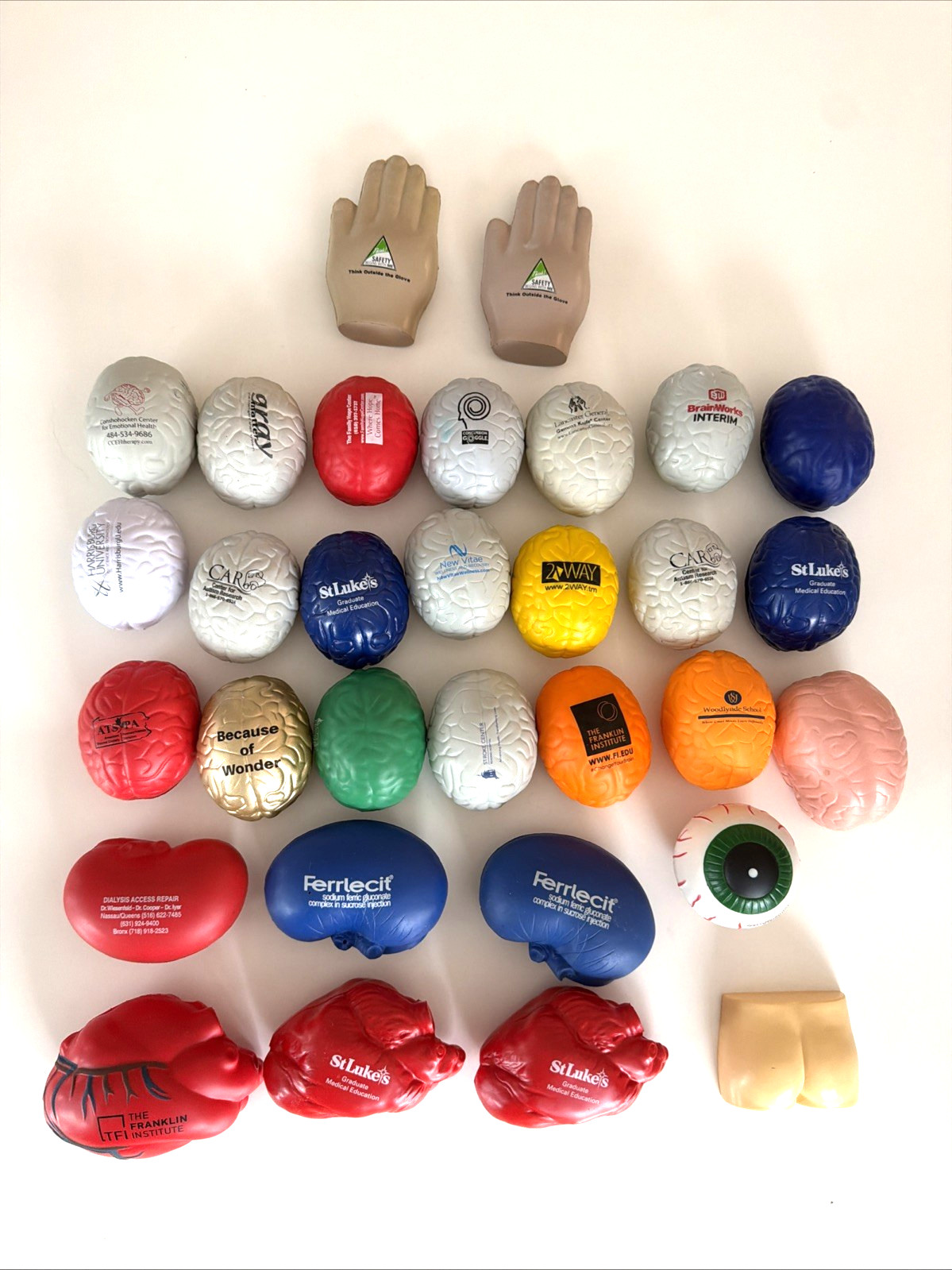 Mixed Lot Stress Squeeze Foam Ball Brain Heart Health Doctor Advertising 30+ CIN