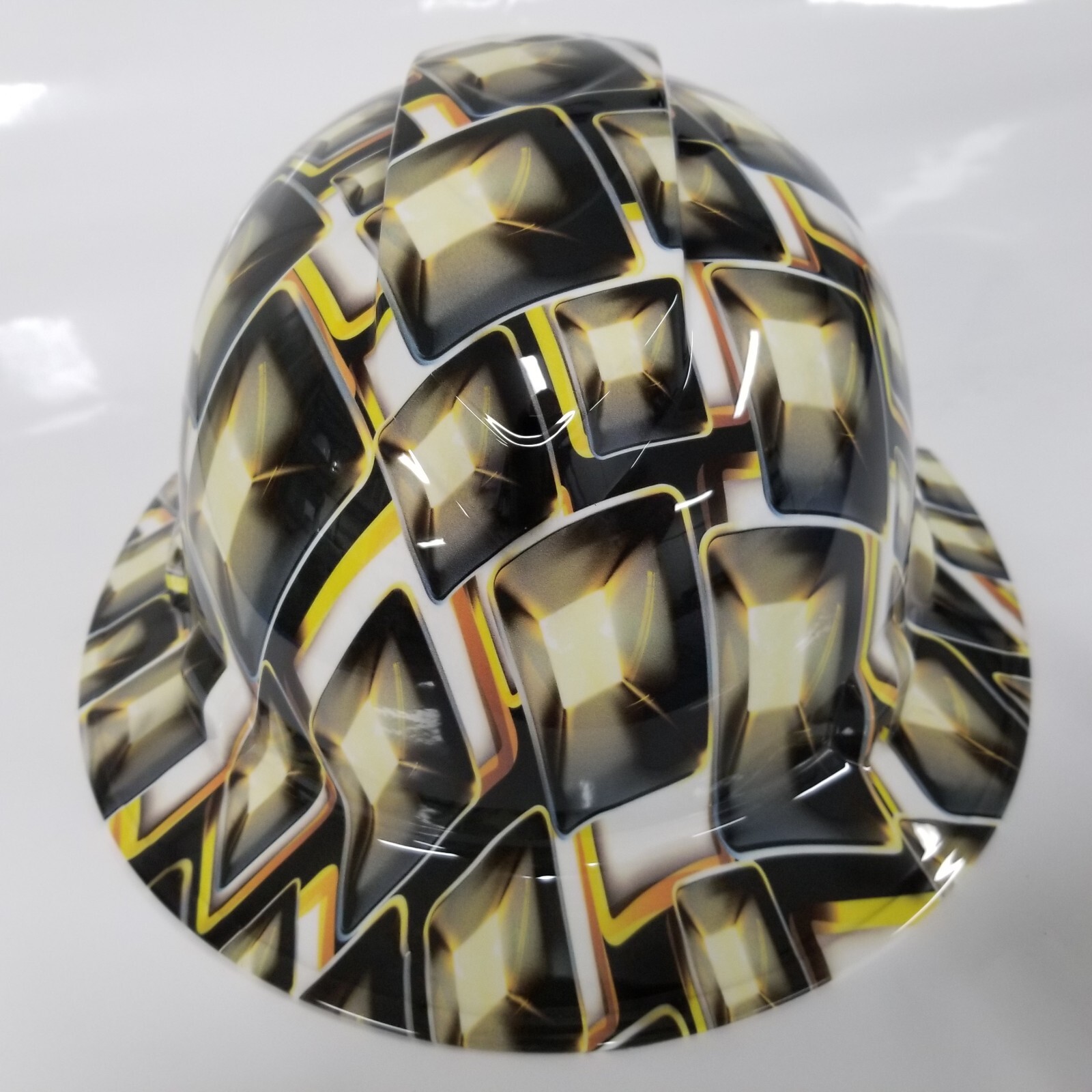 full brim hard hat custom hydro dipped IN HOLLYWOOD SUPERSTAR FLASH CUBES NEW