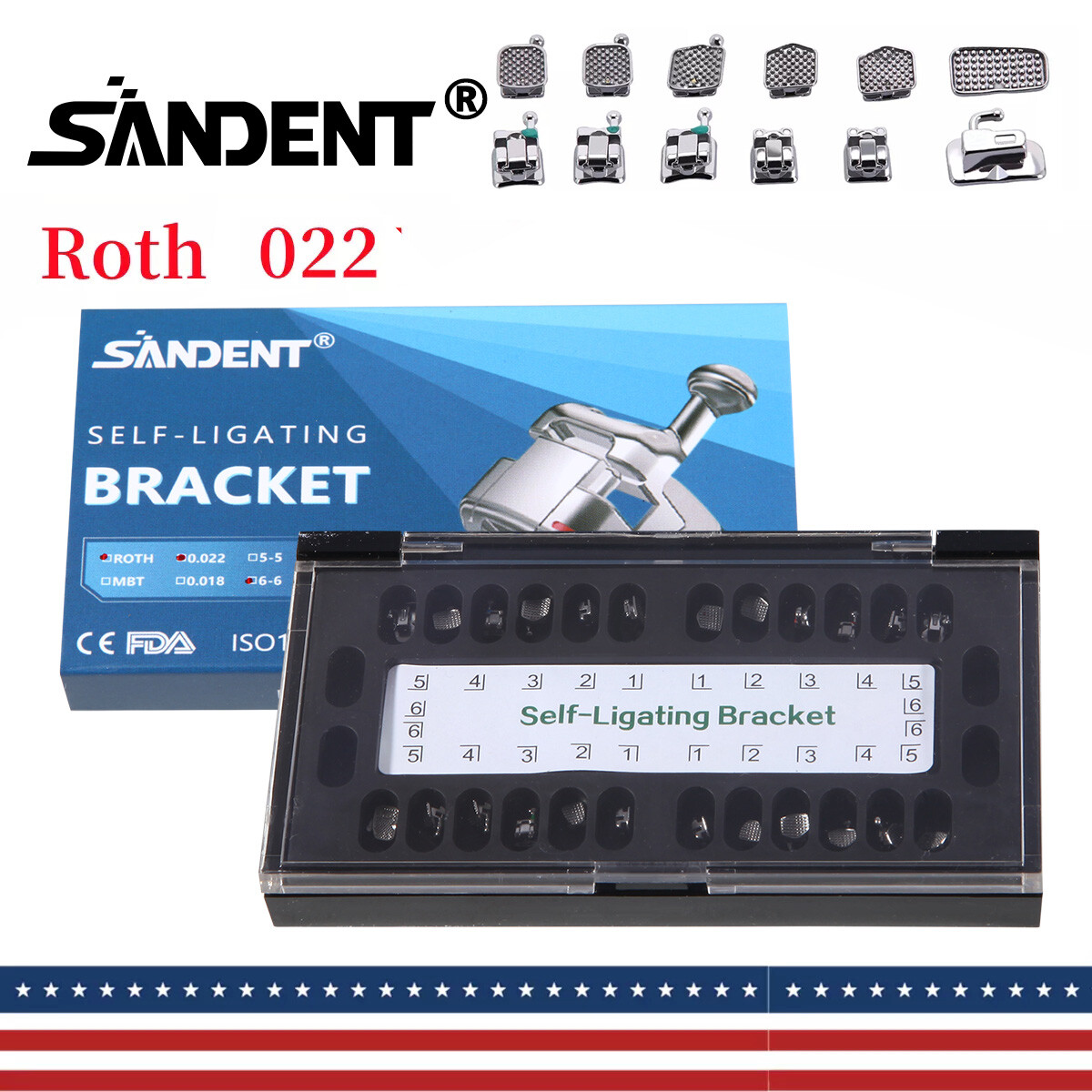 Dental orthodontic Self-ligating brackets Metal Braces ROTH 022 345Hooks