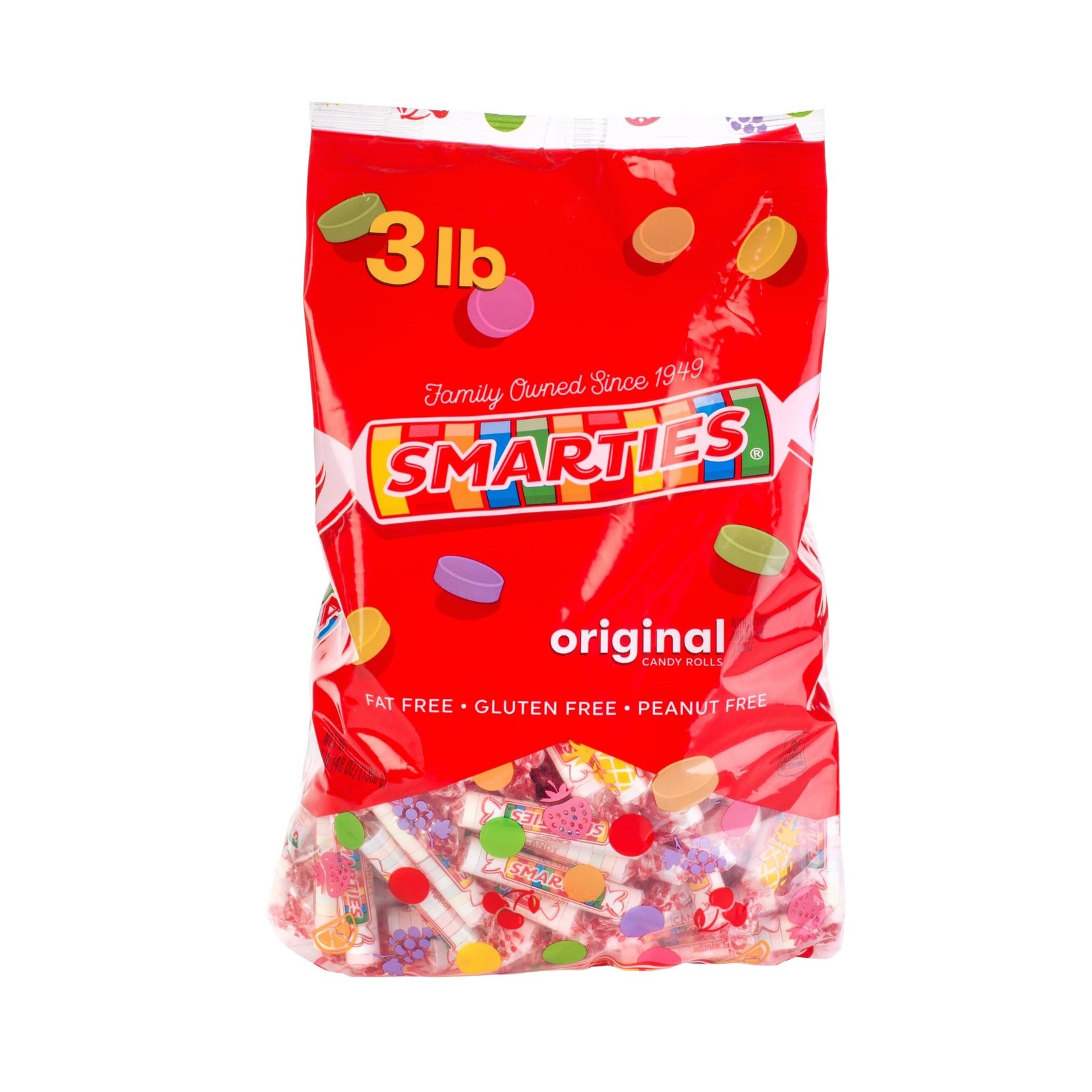 Smarties Candy Bulk Rolls Original Flavor, Gluten & Vegan Free, 3 lbs, rose