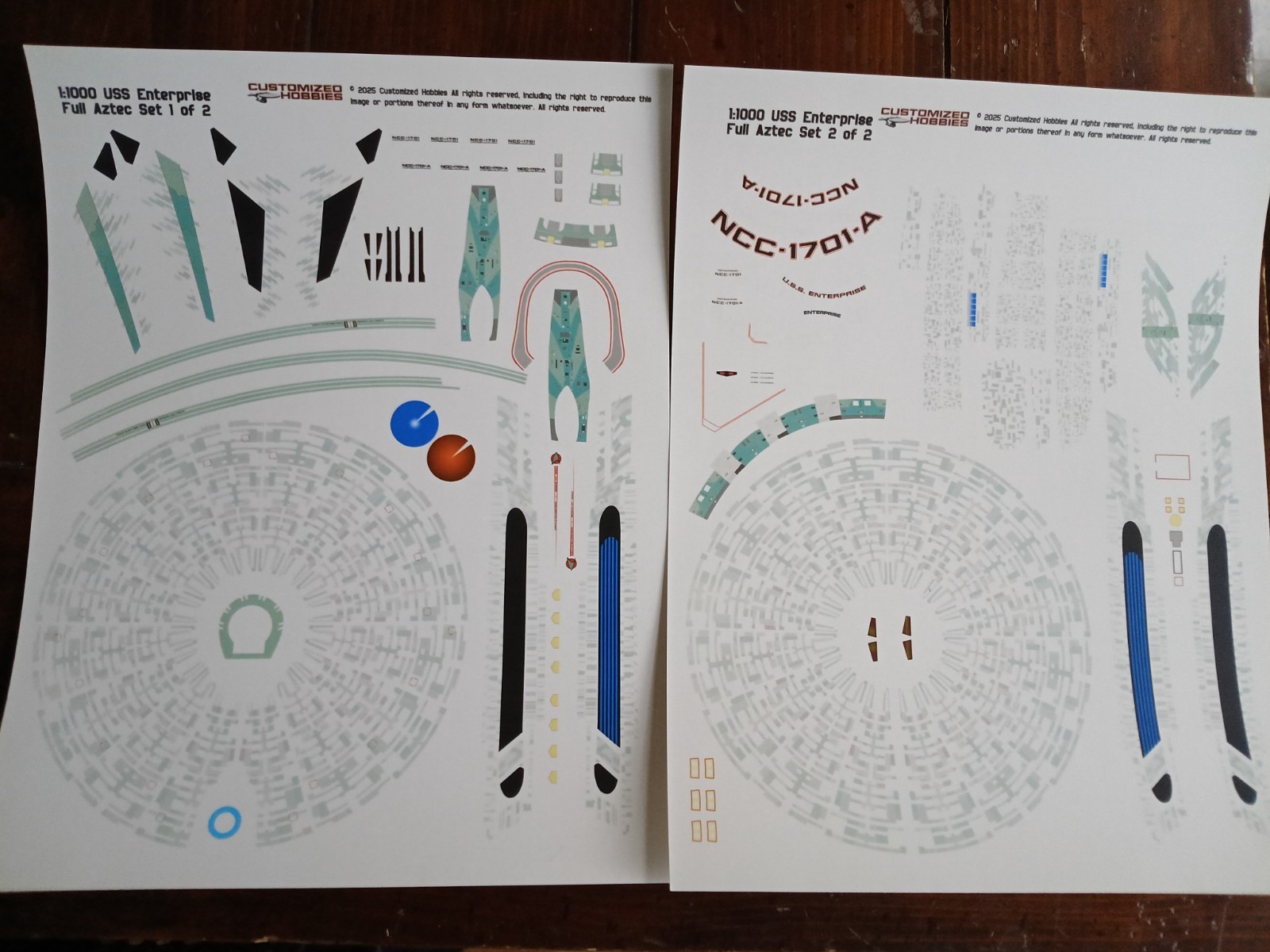 Star Trek Aztec Decals for 1:1000 Enterprise (3 Versions)