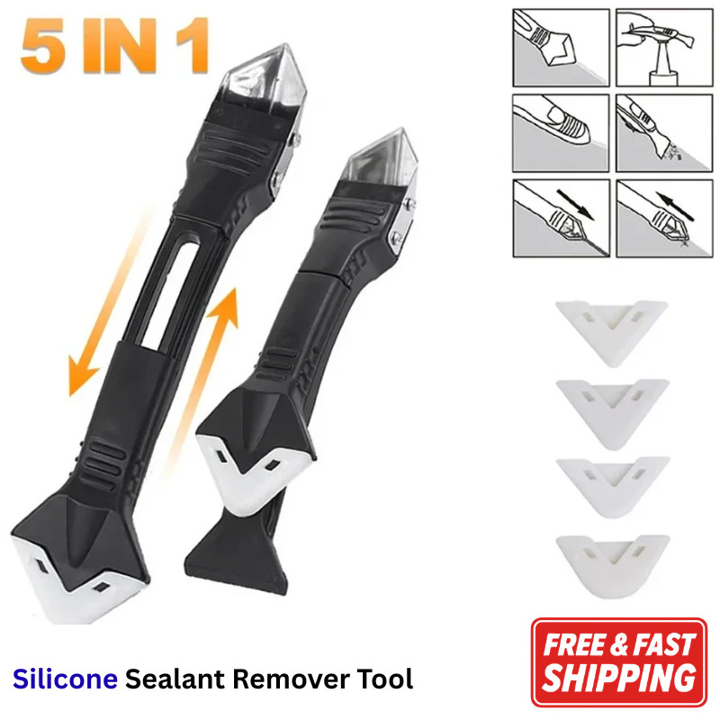 5 in 1 Silicone Sealant Remover Tool Kit Metal Scraper Caulk Grout Smoother Set
