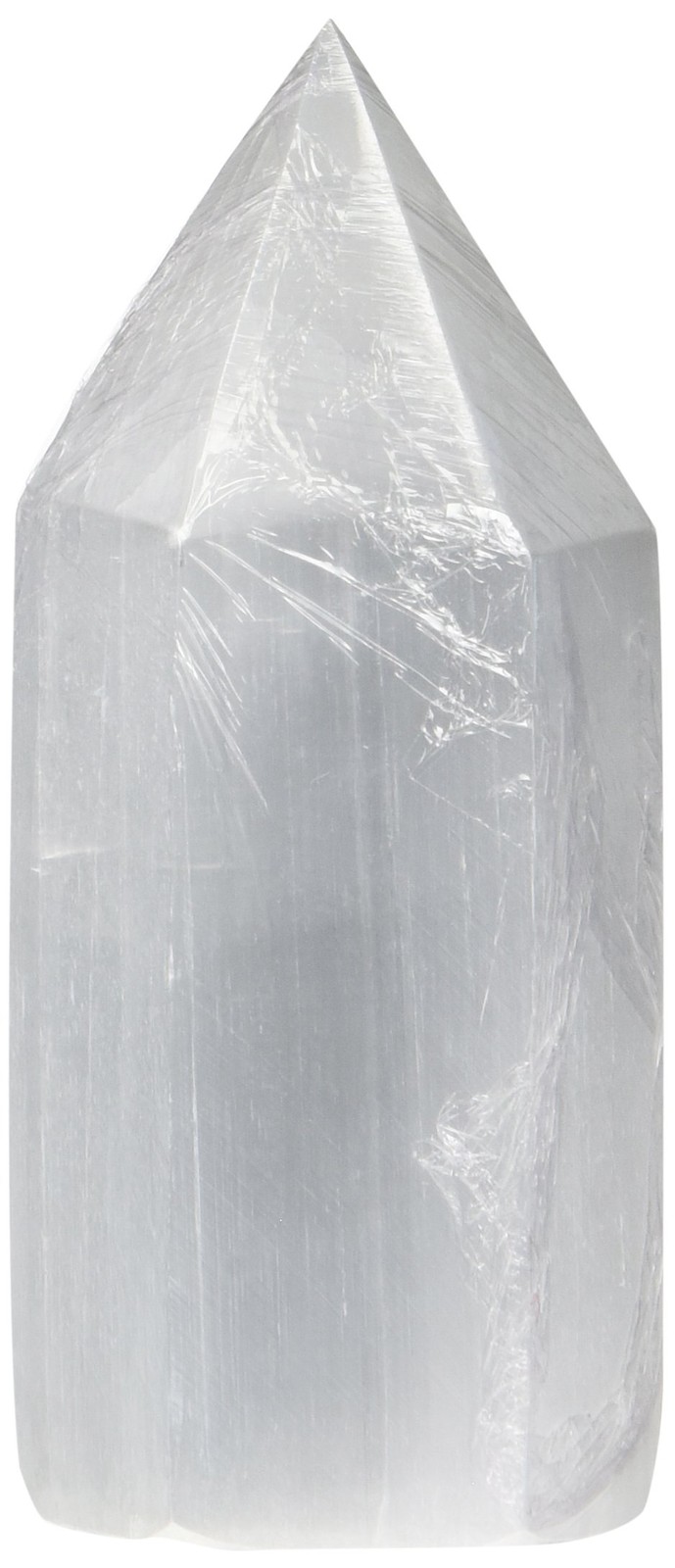 White Selenite Crystal Generator 3.75" Tall (Healing, 6-Sided Pyramid Point)