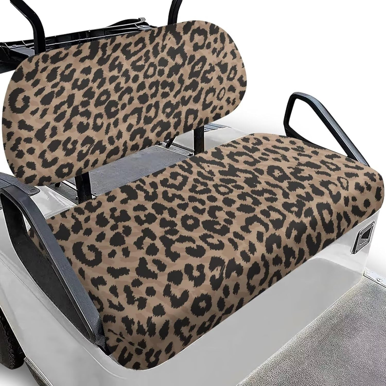 2 PCS Golf Cart Seat Cover Leopard Print Golf Cart Front Seat Covers Blanket Tow
