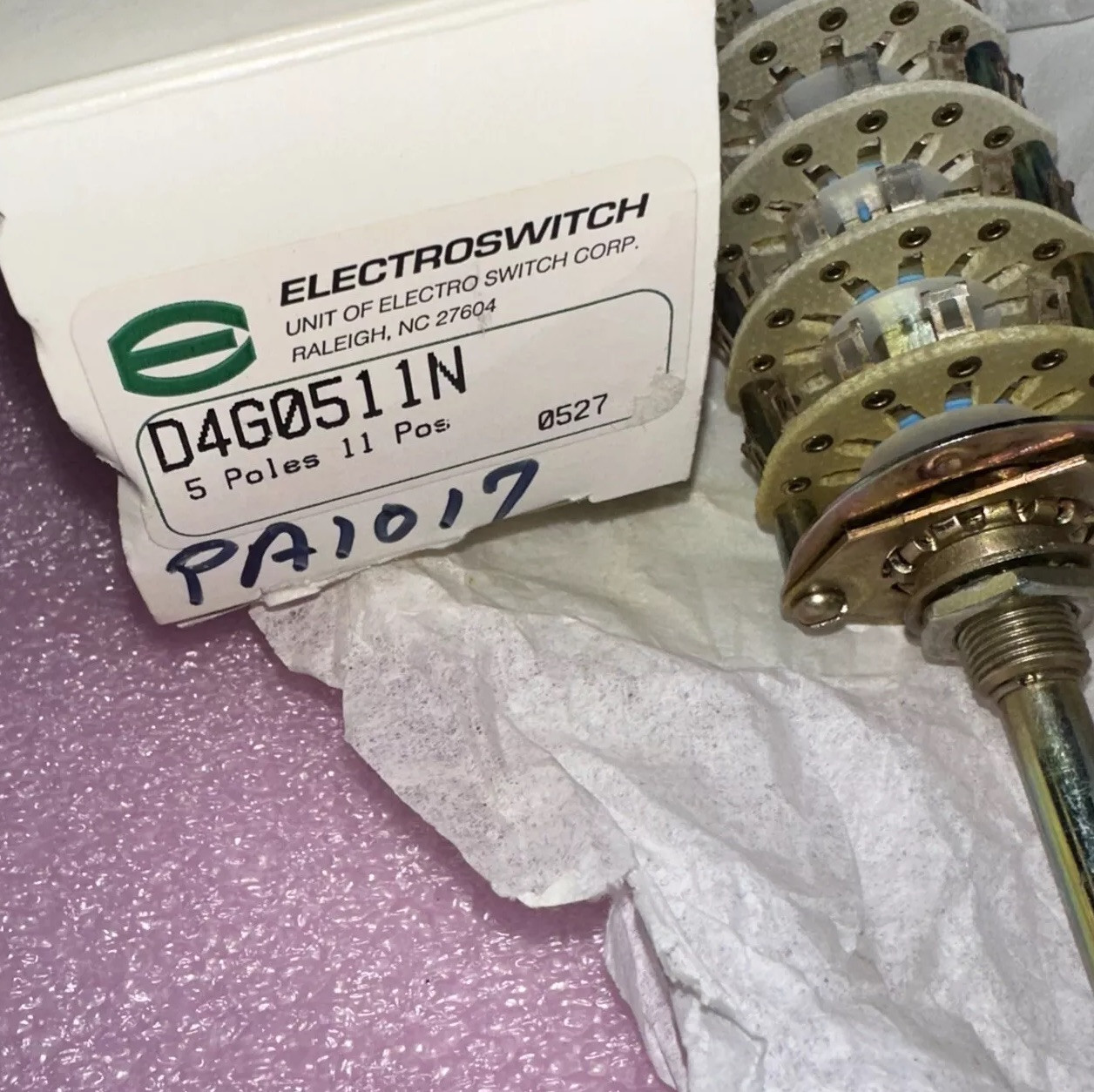 Rotary switch, Electroswitch model #D4G0511N, 5 deck ,11 positions, non-shorting