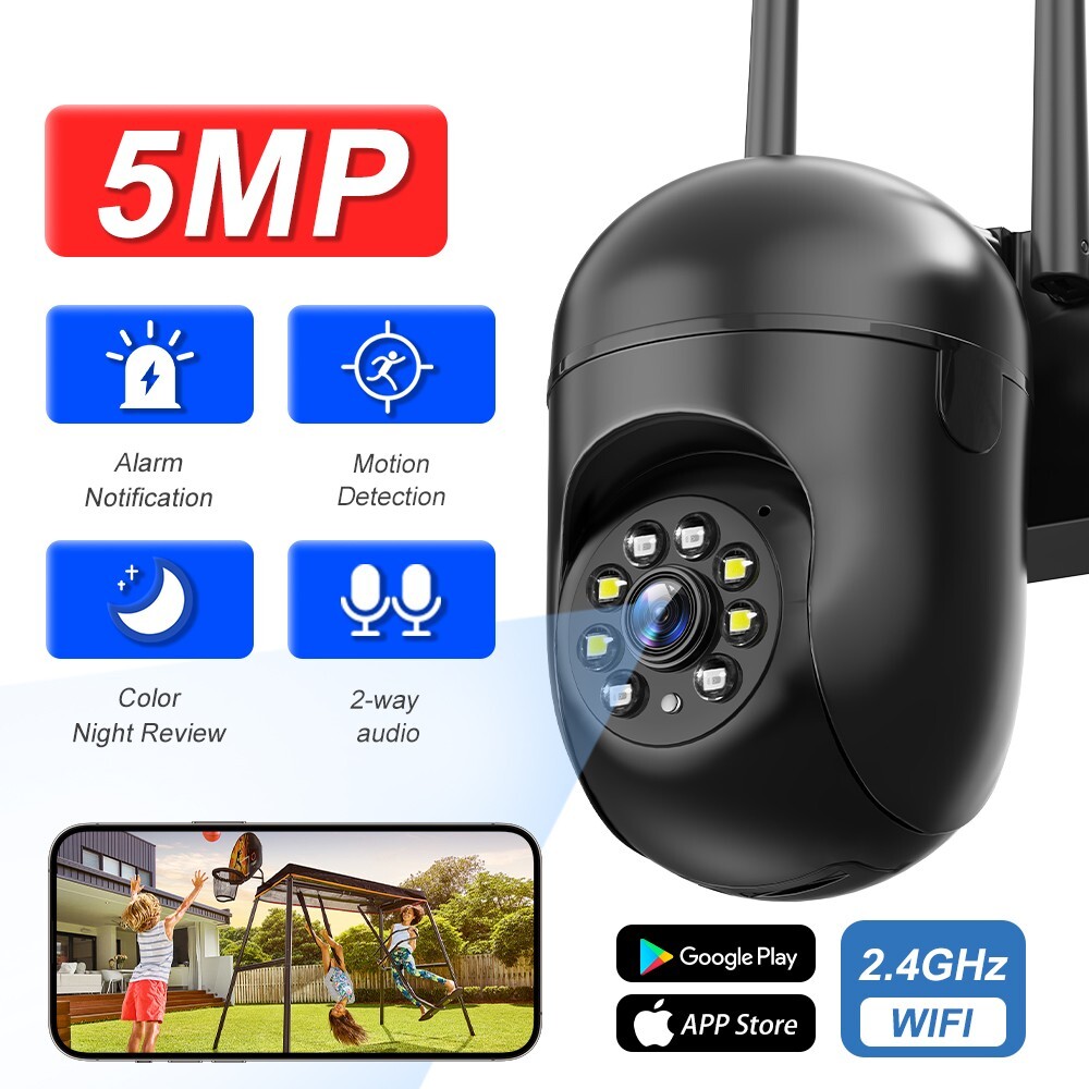 5MP Wireless WiFi Home Security Camera PTZ 2-Way Talk Motion Color Night Vision