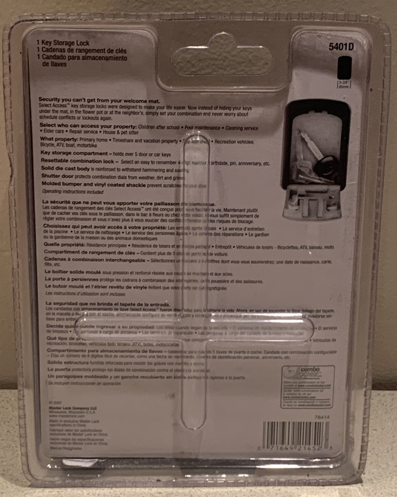 Master Lock Wall Mount Lock Box Combination Storage for Spare Keys. 5401D. NEW