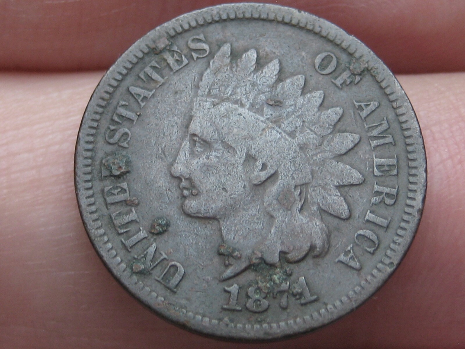 1871 Indian Head Cent Penny- Fine/VF Details, Bold N