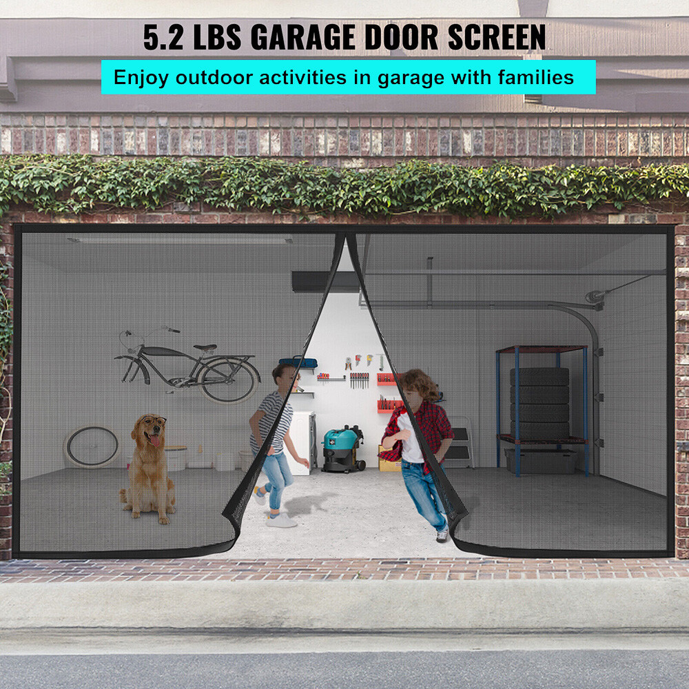 Heavy-Duty Magnetic 16x7 ft Garage Door Screen, Dual Car Access, Fiberglass Mesh