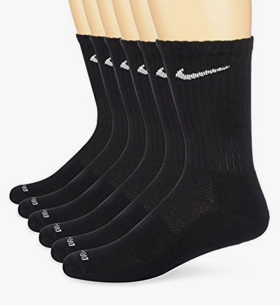 Nike Dri Fit Dry Cushioned Cotton Crew Socks 6 Pairs M