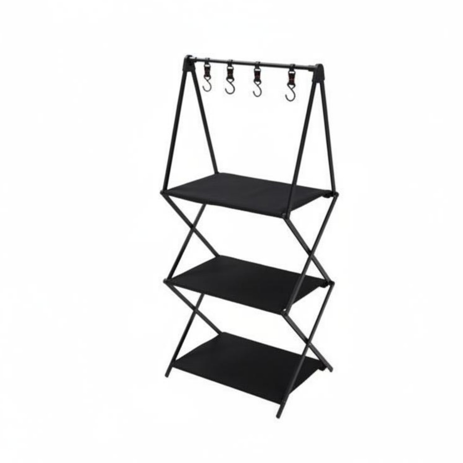 Folding Camping Rack with Hangers Aluminum Camping Rack Flat Shelves