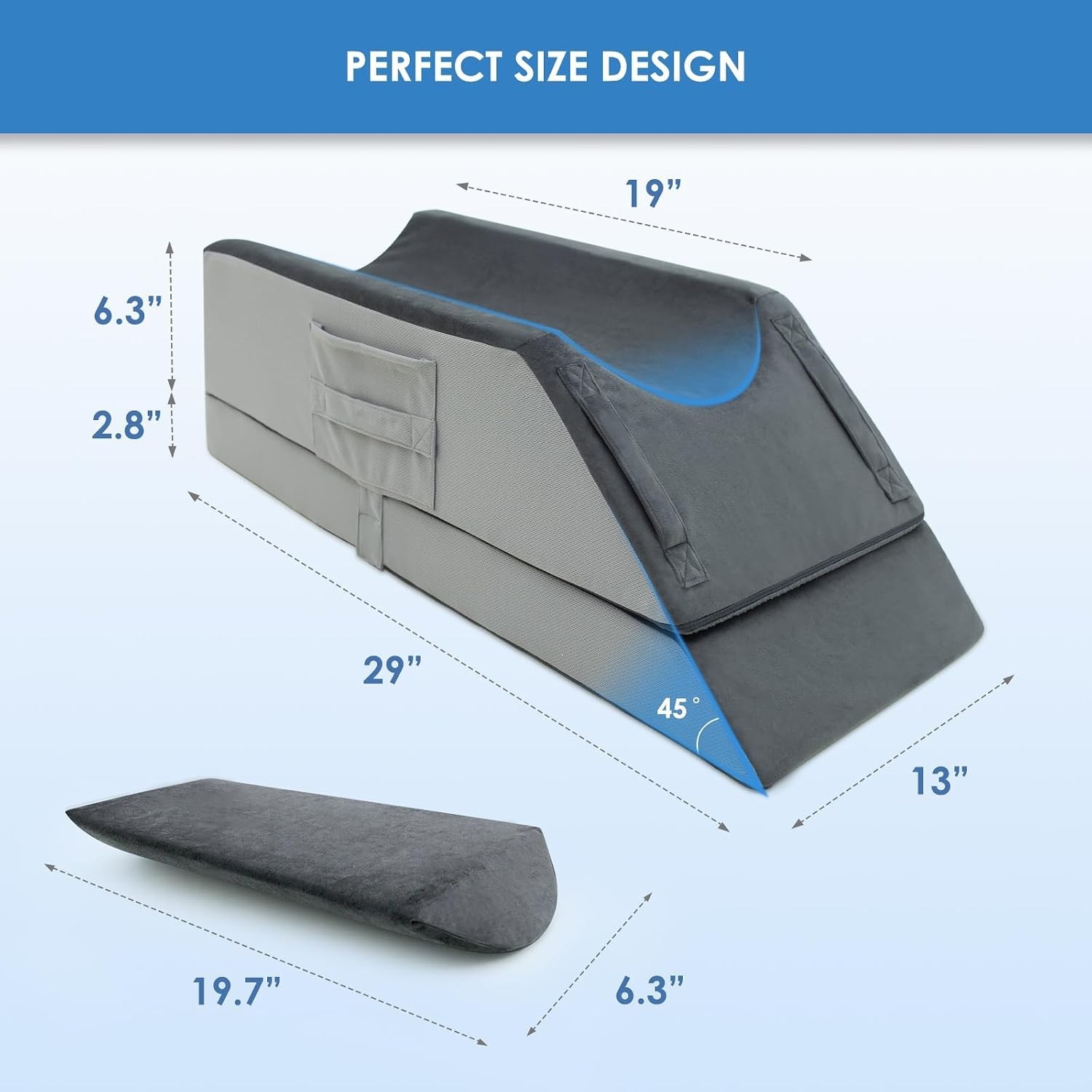 Adjustable Leg Elevation Pillow for Post-Surgery Recovery - 4 Heights, U-Shaped