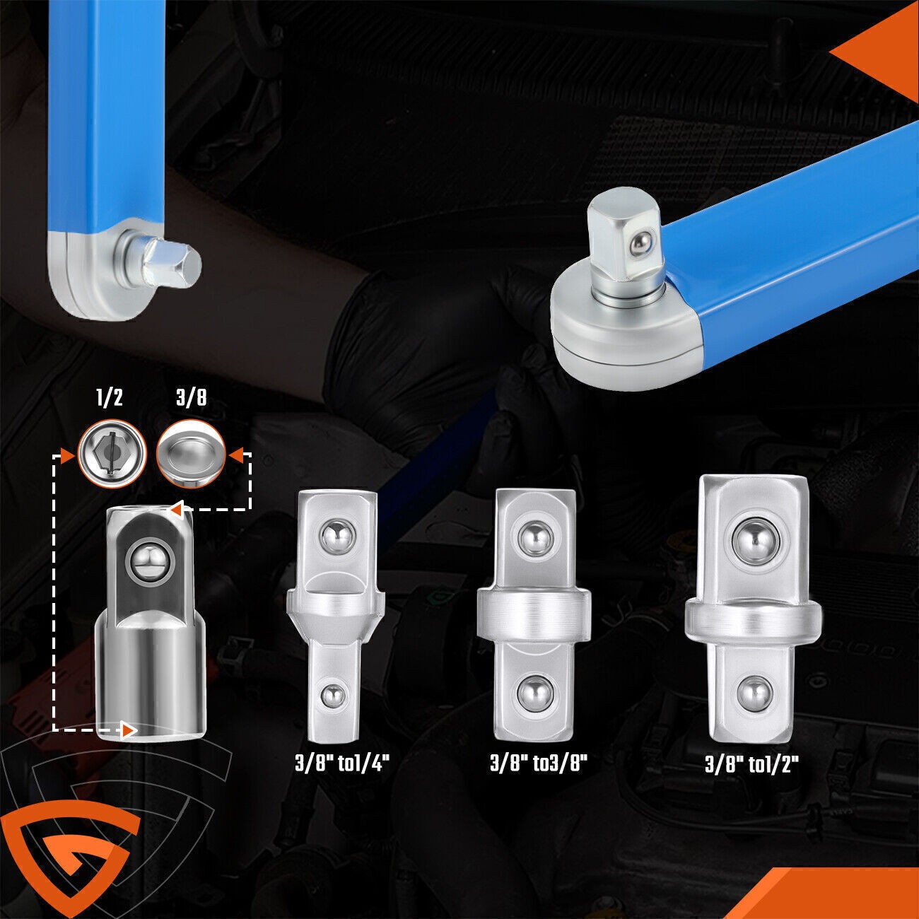 Offset Extension Wrench Set Ratchet Spanner Wrench with 4 Multifunctional