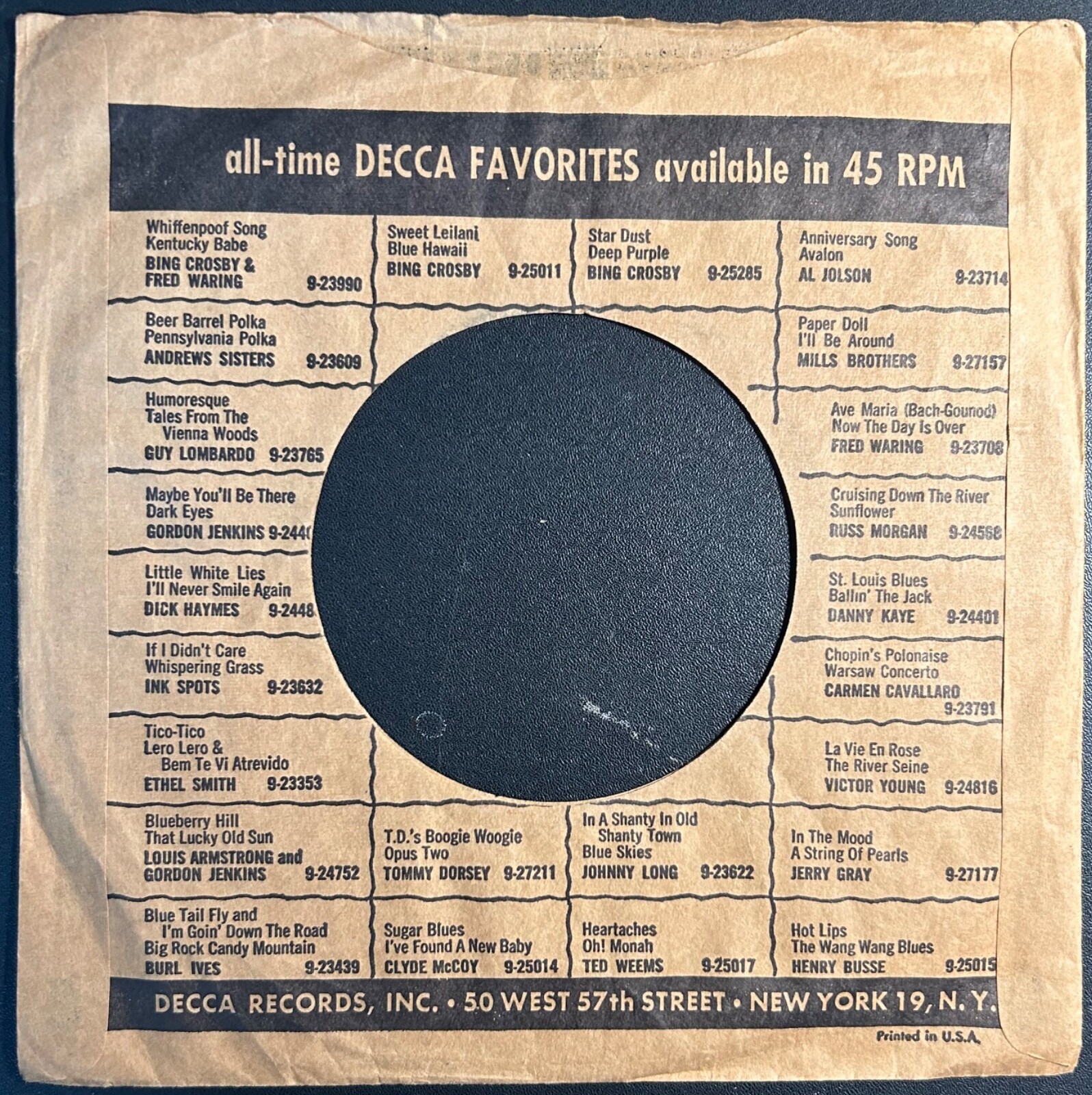 Decca (All Time Fave) 45rpm commercial/company sleeves: Lot of 4