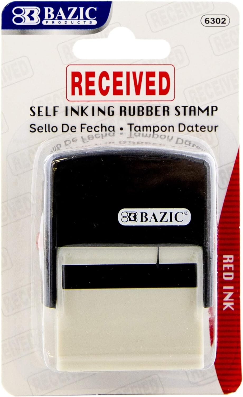 Received Self Inking Rubber Stamp (Red Ink), Stamp Impression Size 1.41" x 0.47"