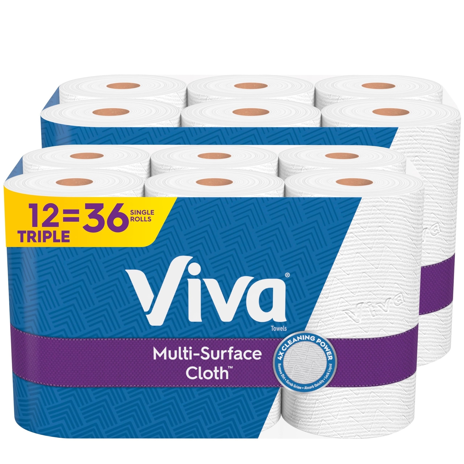 Viva Multi-Surface Cloth Paper Towels, 12 Triple Rolls, 165 Sheets Per Roll (...
