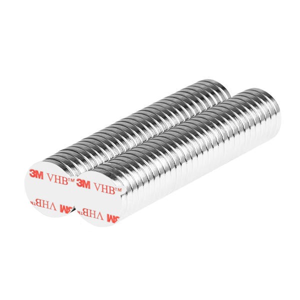 3/8 x 1/16 Inch Neodymium Craft Disc Magnets N52 with Adhesive (60 Pack)