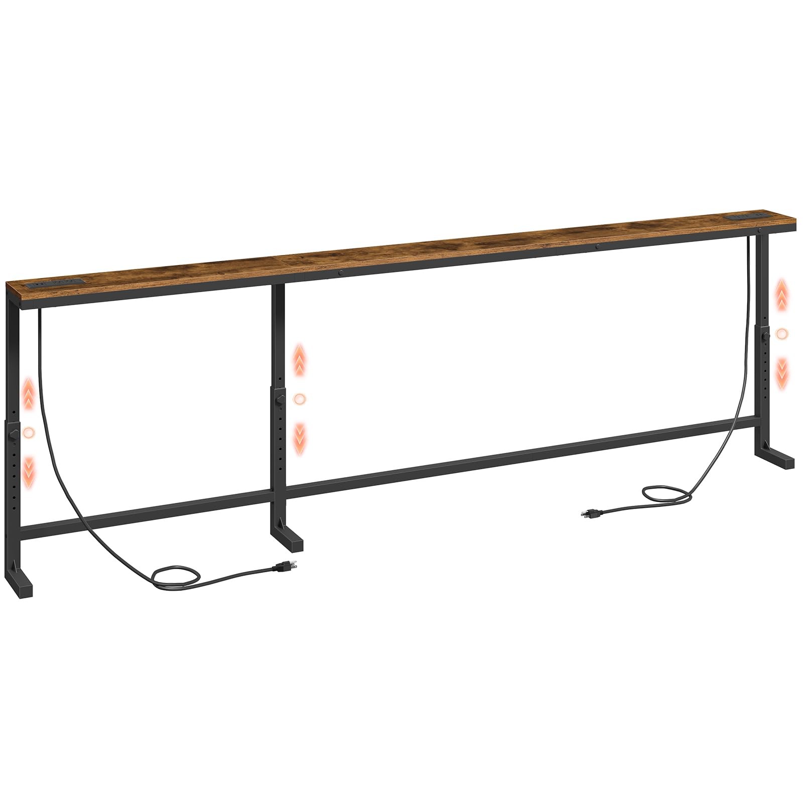 102.3'' Narrow Console Table with Outlet, Adjustable Height (24.3"-32.7"), Be...