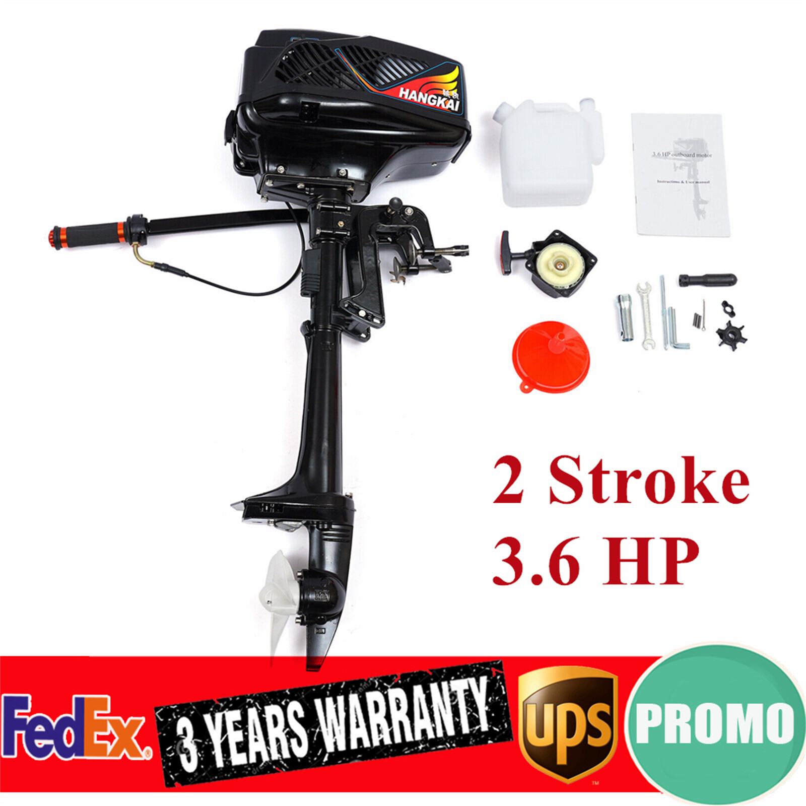 2 Stroke 3.6HP Heavy Duty Outboard Motor Boat Engine w/ CDI Water Cooling System