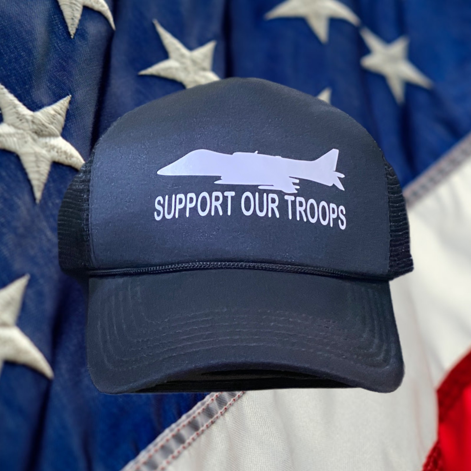 SUPPORT OUR TROOPS Hat Trucker Hat Military Jets Air Force Army Navy Coast Guard