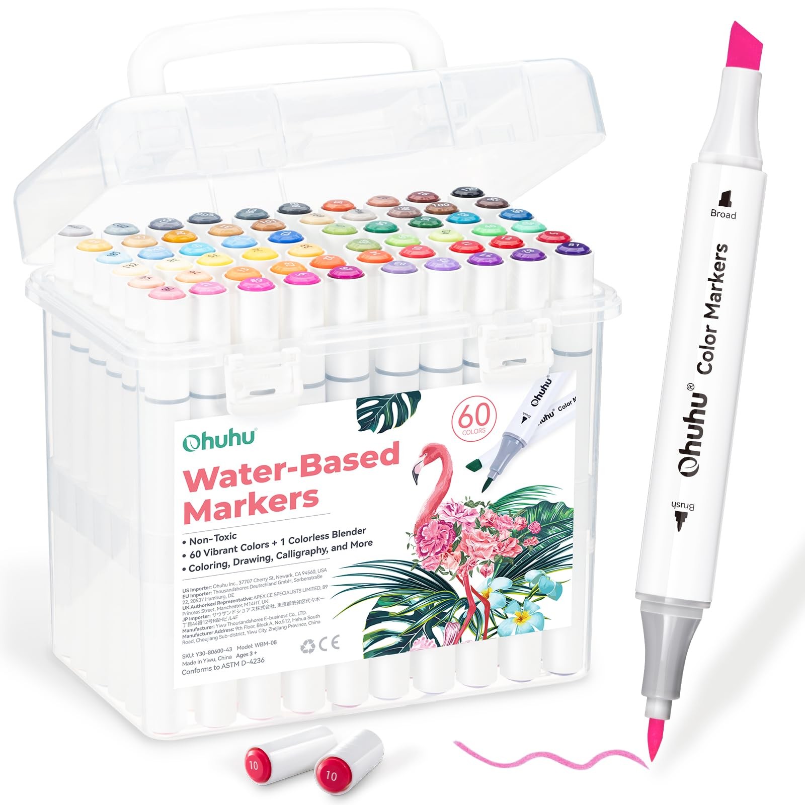 Ohuhu Markers for Adult Coloring Books No 1 Count (Pack of 61), 60 Colors