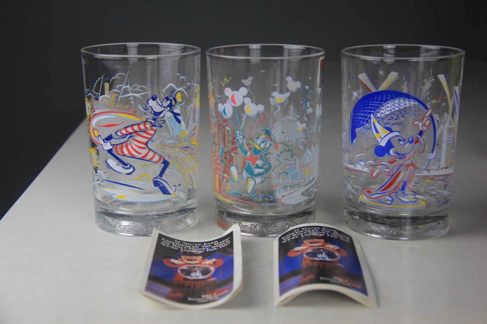 3 Walt Disney World Remember The Magic 25th Anniversary Glasses McDonalds 1996