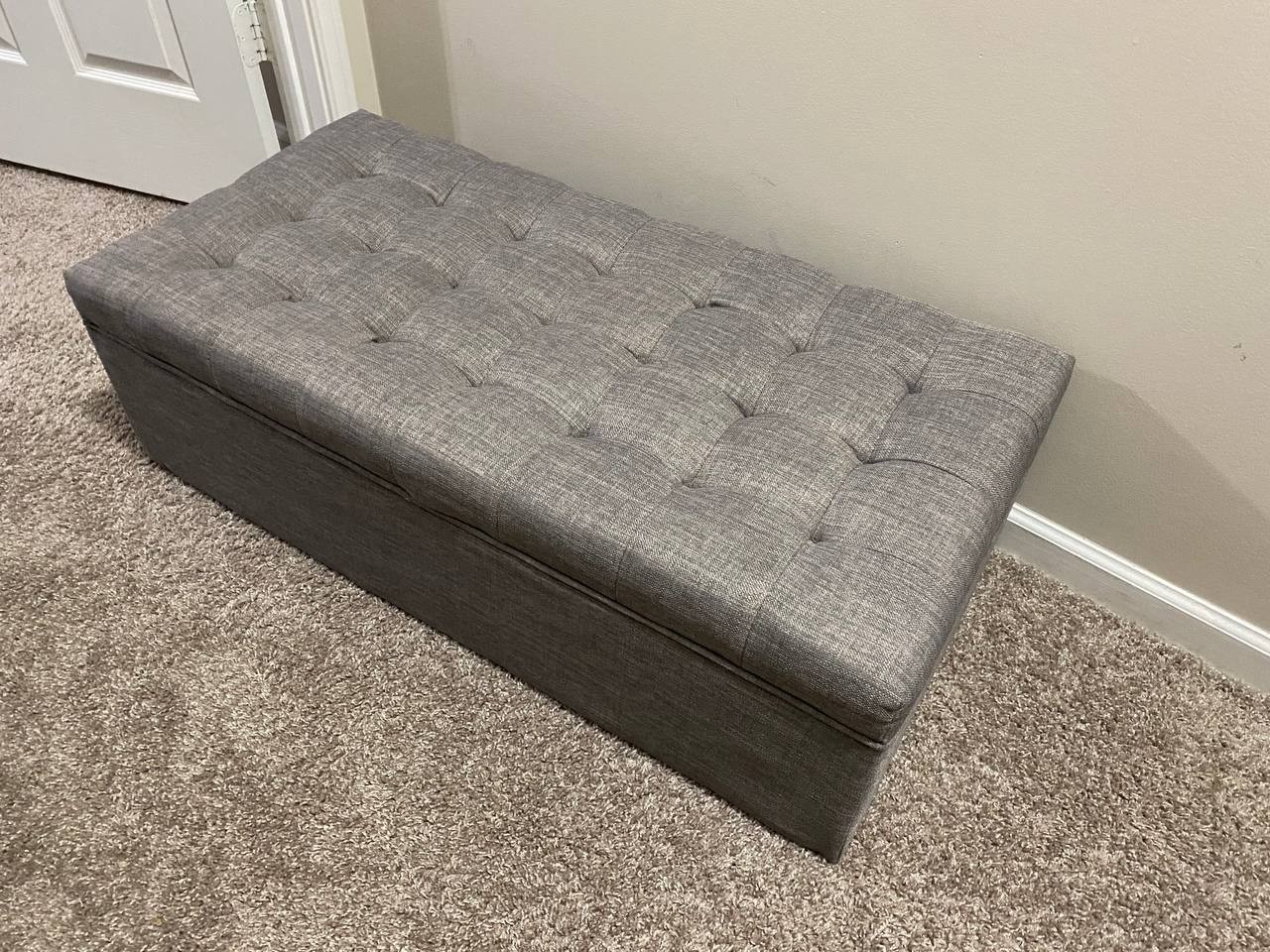 Gray Tufted Storage Ottoman Bench 39"x18"x15" Upholstered Footrest